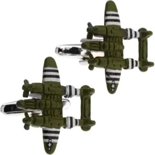 Green Novelty Battleplane Style Best Gift For Army Cuff Links