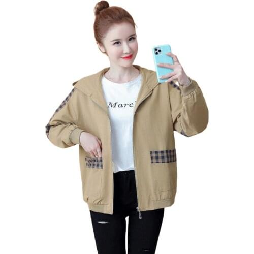 Elegant Women Autumn Jacket New Fashion Korea Lady Slim Spring Coat Plus Size Loose Hooded Street Style Female Overcoat OK840