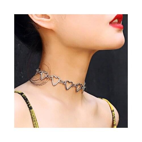 Heart Choker Necklace For Women Multilayer Pendants Necklaces Fashion Gold Color Collar Jewelry Statement Jewellery Bijoux new
