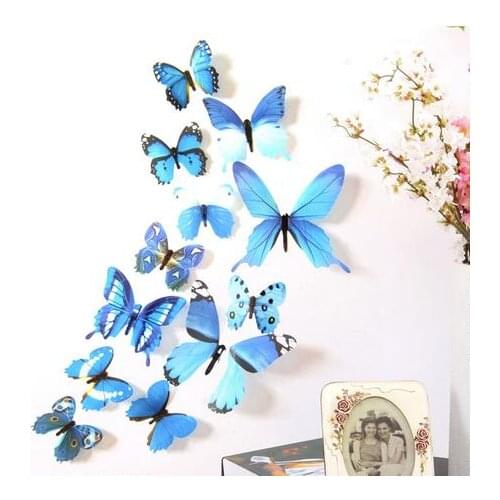 12 Pcs 3D Wall Stickers Hollow Butterfly for Kids Rooms Home Wall Decor DIY Mariposas Fridge stickers Room Bathroom Decoration