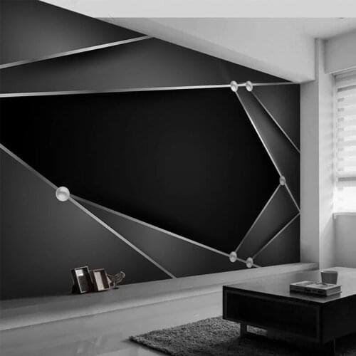 Custom 3D Wallpaper Modern Black Abstract Line Geometric Pearl Murals Living Room Bedroom Art Wall Paper Papel De Parede Sala 3D