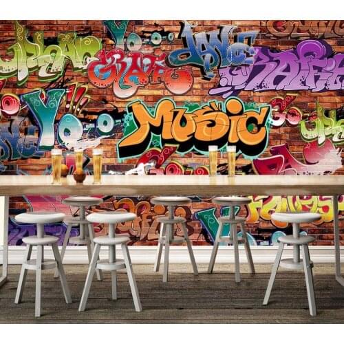 Custom 3d wallpaper Brick wall graffiti culture background painting living 3d wallpaper 3d stereoscopic wallpaper