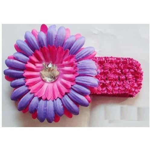 500pcs double-color daisies Gerber With Headband baby hair bows girls hair clips flowers Flower