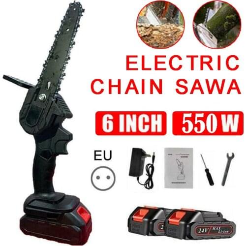 6'' 21V 550W Woodworking Cutter Garden Logging Cutter Mini Handheld Cordless Electric Chainsaw Tool Rechargeable With Battery