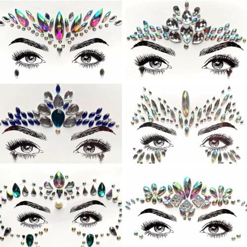 Acrylic Resin Drill Flash Eye Tattoos Sticker Glitter Face Jewelry Body Art Paste For Show Club Prom Handpicked Eye Decoration