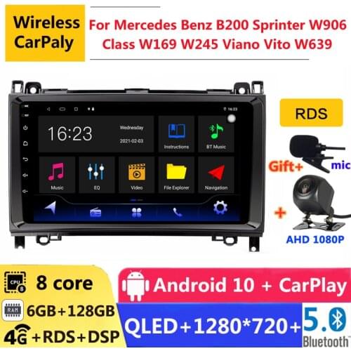6G RAM android 10 Car radio DVD multimedia player GPS for Mercedes Benz B200 A B Class W169 W245 Viano Vito W639 Sprinter W906