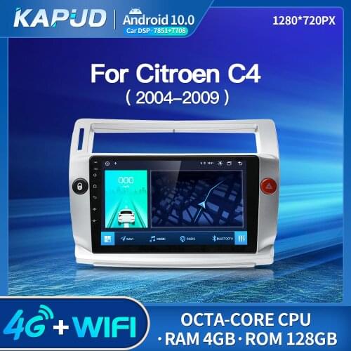 Kapud Android 10.0 Auto Radio 9" Car Multimedia Player Stereo For Citroen C4 C-Triomphe GPS Wifi Octa-Core Navigation