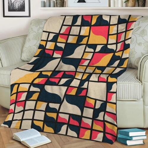 Abstract Geometric Pattern 3D Printed Velvet Plush Throw Fleece Blanket Bedspread Sherpa Blanket Home Decora
