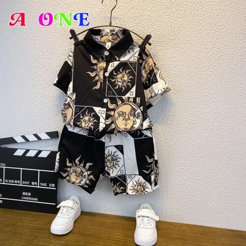 Boys blouse set kids clothes boys clothing set blouse + shorts 2 pcs set fashion money worship Holiday kids outfits 2-12 yrs