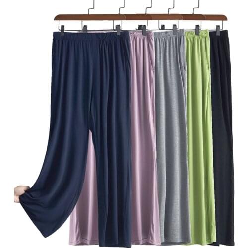 Adding fat plus size home pants flicking elastic wide-leg pants spring and summer cotton soft pantalon pijama mujer loose pants