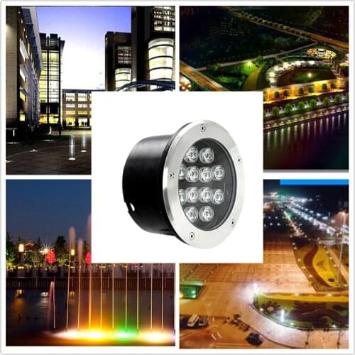 HiMISS 12W IP65 Waterproof Bright LED Buried Light Circular Underground Landscape Lamp Path Way Garden Lawn Decoration