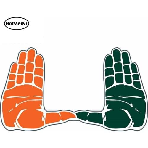 HotMeiNi 13cm x 7.5cm for Miami Hurricanes U Hands Graphics Funny Car Stickers and Decals Window Fuel Tank Cap Sticker