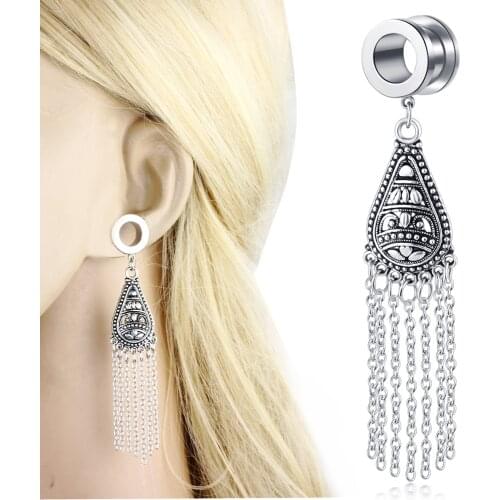 JUNLOWPY wholesales Women Dangle Gauges For Ear Tunnels and Plugs Earrings Stretcher Body Piercing Flesh Tunnels kit 6-16mm 60PC