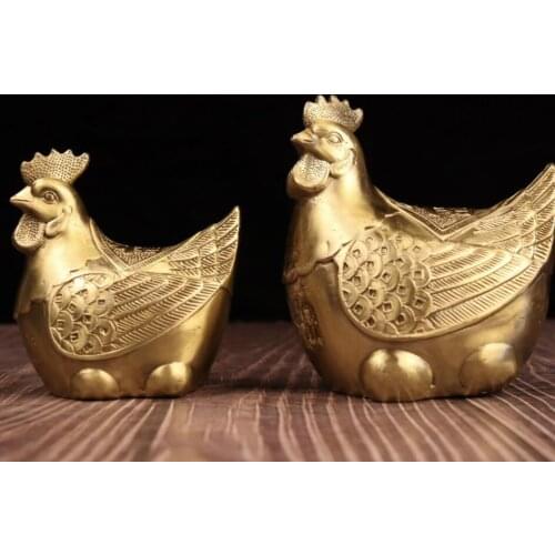 China brass hen lay eggs crafts statue