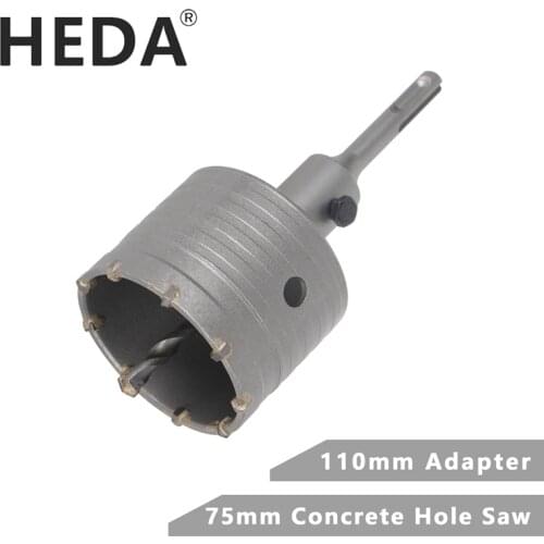 HEDA 75mm Concrete Tungsten Carbide Alloy Core Hole Saw SDS PLUS Electric Hollow Drill Bit Air Conditioning Pipe Cement Stone