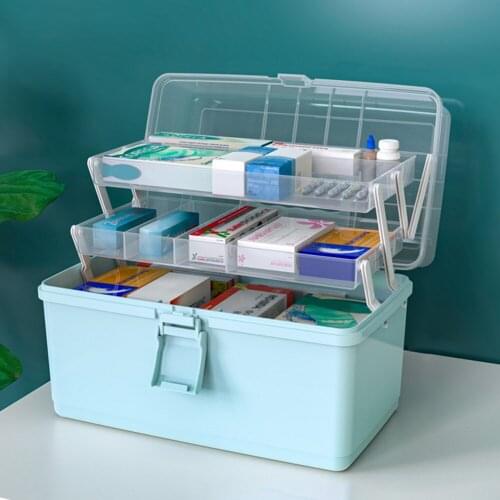 Storage box Multi-layer Plastic Box Portable First Aid Medicine Case Emergency Storage Box Medicine Storage Container for Home