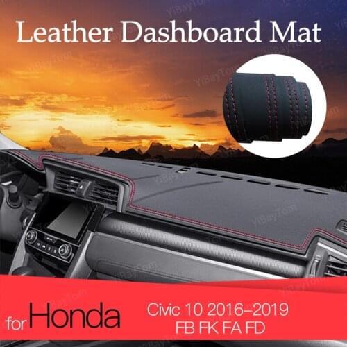For Honda Civic 10 2016-2019 FB FK FA FD Leather Car Dashboard Cover Dash Mat Dashmat Dash Board Pad Carpet Car Styling 2013