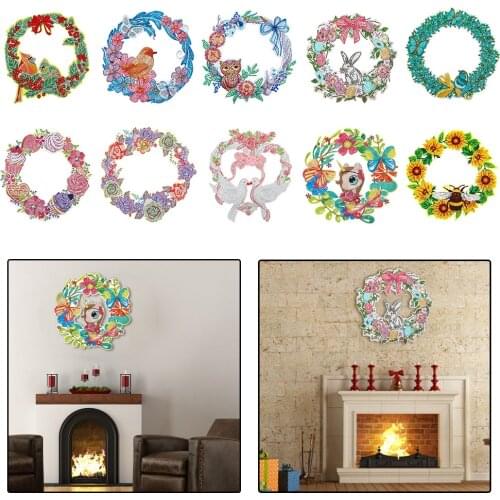 5D DIY Diamond Painting Wreath Spot Drill Garland for Door Diamond Embroidery Kit Hanging Mosaic Wall Decoration Home Decor
