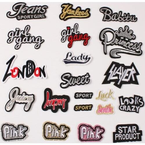 Letter Gold Silver Color Pink Pink Embroidered Cloth Clothing Accessories Badge Patch