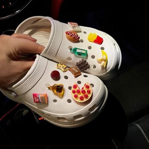 Novelty Food style Shoe Charms Accessories New Cute Beer/Pizza/Fries Shoe Buckle Decoration for croc jibz Kids Party X-mas Gifts