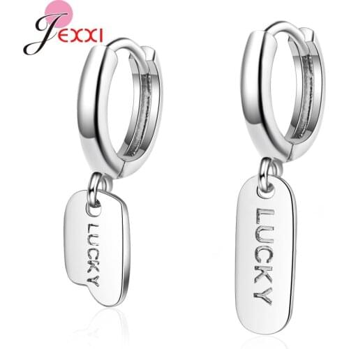 New Fashion Women Girls Drop Earrings 925 Sterling Silver Dangle Earrings With Lucky Words Best Wishes Earrings Fast Shipping