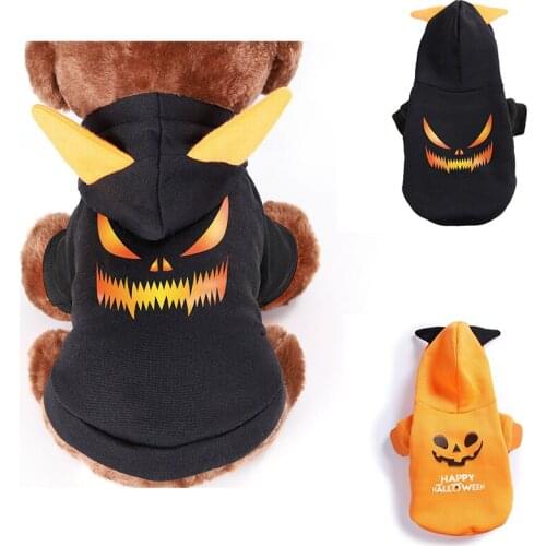 Halloween Pet Cat Dogs Clothes Winter Hoodies Demon Design Easy to Wear and Take Off Funny Halloween Coat Winter Jackets
