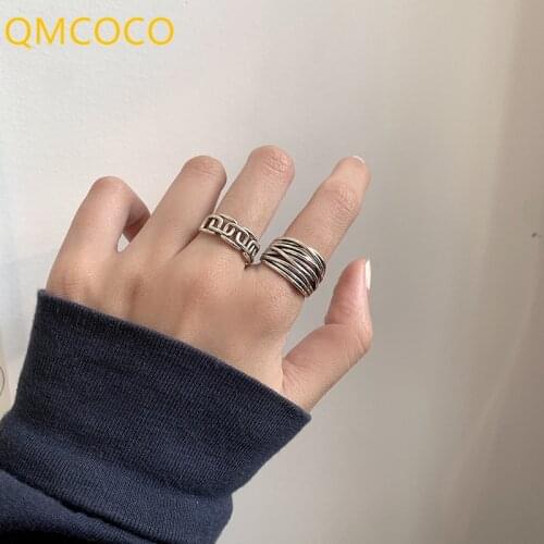 QMCOCO 925 Silver Rings Vintage Multilayer Winding Adjustable Open Handmade Party Jewelry Gifts For The Women