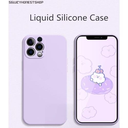 Luxury Original Square Liquid Silicone Case For iPhone 12 11 Pro Max Mini X XR XS Max 7 8 6s Plus SE 2021 Shockproof Soft Coque