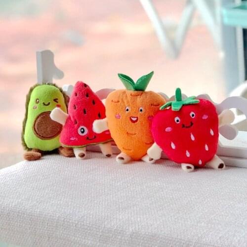 Cute 10cm plush fruit watermelon Strawberry carrot Avocado Favorite Keychain bag decoration soft quality christmas festival gift