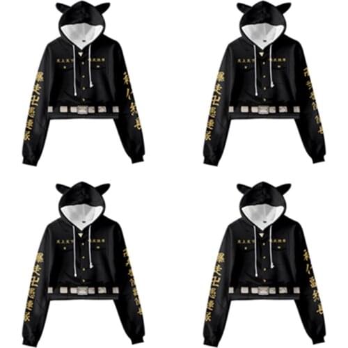 Anime Tokyo Revengers Cat Ear Hoodie 3D Printed Sweatshirt Adult Casual Streetwear Pullover