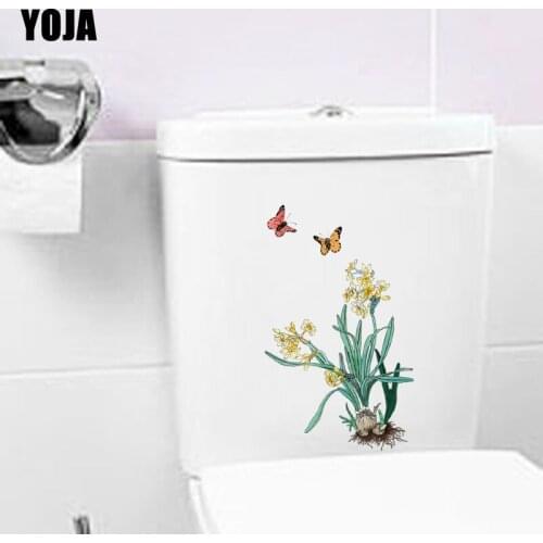 YOJA 13.5X23CM Creative Butterfly And Flower Wall Stickers Decal Toilet Home Room Decor T3-1250