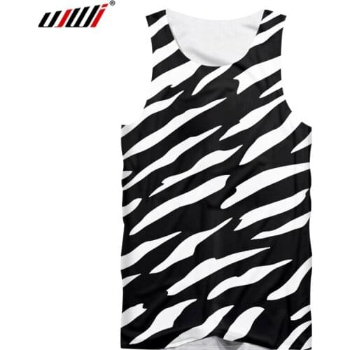 UJWI New 3D The Zebra Stripes Man Tank Top Printed Mens Gothic Tee Shirt Hot Sale Unisex Recommend
