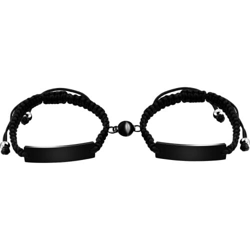 USPS Engraving Braided String Bracelets for Couples Women Men, Magnet Customized Name Bangle Stainless Steel Y861-magnet