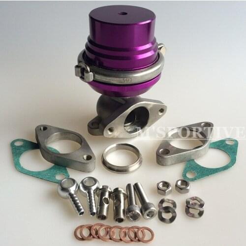 MSPORTIVE-EXTERNAL 38MM TURBO MANIFOLD V-BAND Purple WASTEGATE EXHAUST+8 PSI SPRING Purple