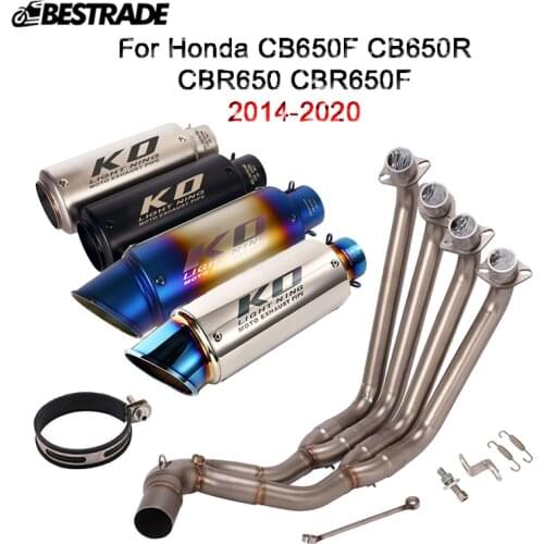 Full Exhaust System For Honda CB650F CB650R CBR650 CBR650F 2014-2020 Front Link Pipe Escape 51mm Muffler Tube Stainless Steel