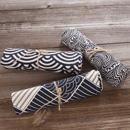 Japan Style Cotton Linen Placemats Ukiyoe Blue Ocean Wave Prints Rectangle Coasters Creative Household Bowl Holder Tableware