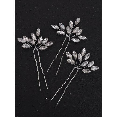 Minimalist Silver Bridal Rhinestone Hair Pins Simple Pure Casual Hairpiece Women Hair Jewelry for Bride Headwear
