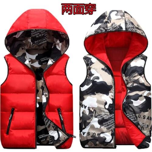 Girls Boys Winter Army Hooded Waistcoat Baby Kids Children Thick Warm Vest Cotton Outerwear Jacket