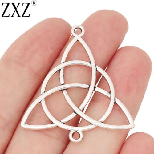 ZXZ 10pcs Tibetan Silver Celtics Knot Trinity Triquetra Connector Charms for Bracelet Jewelry Making Findings Pagan Wicca