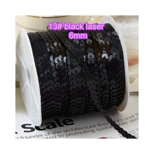 100 Yards 6mm Laser Bright Sequins Trim, Sold per Packet of 1 Roll(100 Yards)-13# Laser Black Confetti