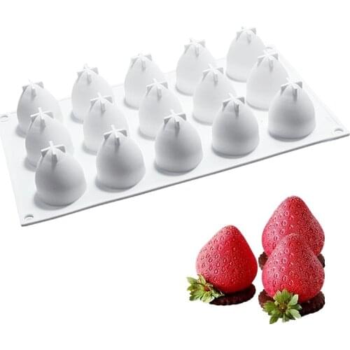 15-Cavity Silicone Baking Molds Strawberry Shape Mold For Mousse Cake Mould DIY Chocolate Truffle Mold Cake Decor Dessert Tools