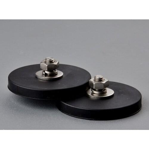 2Pcs 45KG Powerful Neodymium net Disc Rubber Costed D88x8Mm M8 Thread Surface Protecting LED Light Camera Car Mount net fo