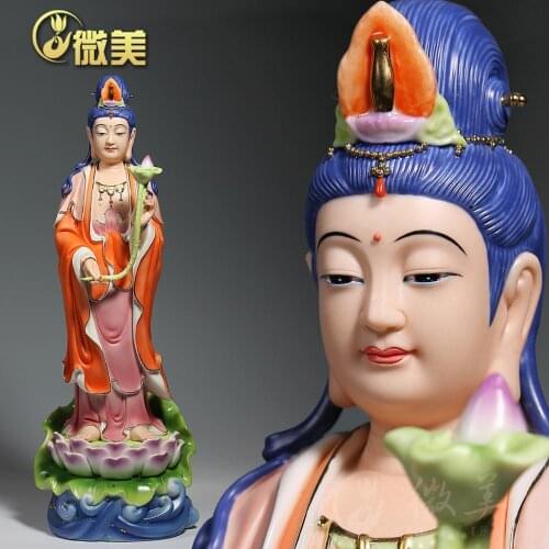 20 inches thick and mahasthamaprapta painted like the put Ephraim Buddha ceramic Sam West Dehua station