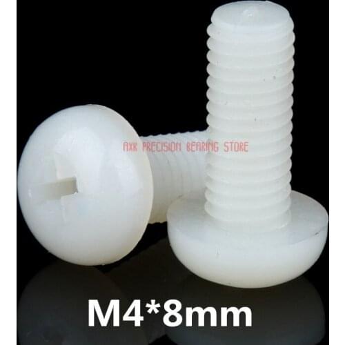 2021 Top Fashion Promotion Wood Screws Parafuso 100pcs Din7985 M4x8mm Nylon Round Head White Plastic Cross Screw M4*8mm