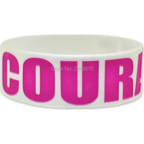 300pcs one inch COURAGE silicone wristband rubber bracelets free shipping by DHL express