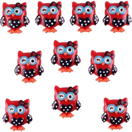50pcs Lovely Owl Resin Scrapbooking Hair Bow Clip Center Crafts Embellishment Charms Cabachons