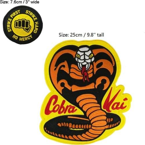 9.8'' The Karate Kid Movie Cobra Kai Snake patch TV Movie Film Series Embroidered iron on sew on badge transfer