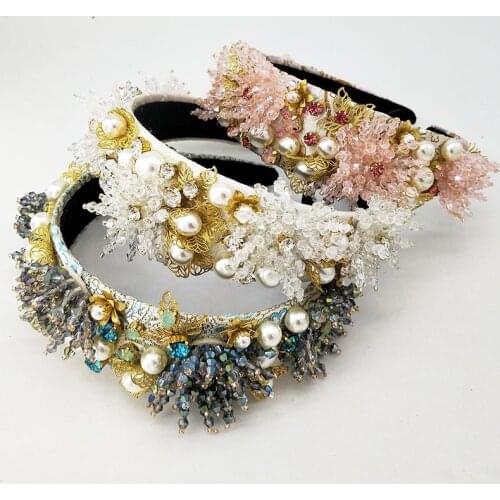 Handmade White Headdress Crystals;Wedding Wreath For bride;Wedding Headband;Rhinestones;Princess Floral Wedding Accessories