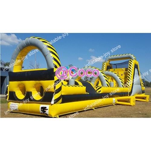 Free ship to sea port,20*4*5m Commercial hire Inflatable Obstacle Course for Adults,Crazy inflatable bounce slides