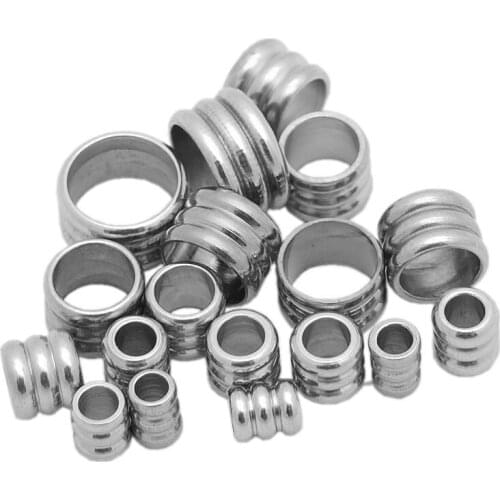 Stainless Steel Spacer Beads Grooved Tube Column Stopper Positioning Bead Hole 3 4 5 6mm Wholesale DIY Bracelet Findings